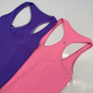 Pair Lululemon Women's Cool Racerback Tank Tops, Size 6, Purple and Pink